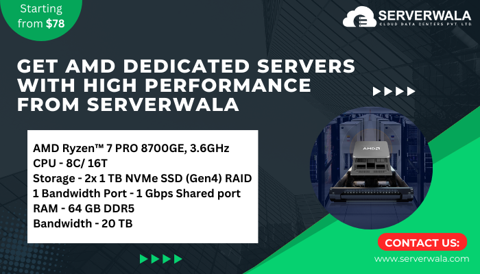Get AMD Dedicated Servers with high performance from Serverwala Get AMD Dedicated Servers with high performance from Serverwala